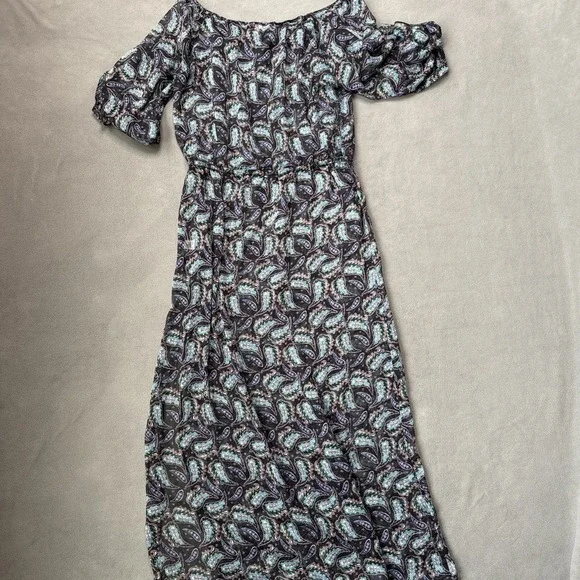 Victorias Secret Beach Dress Womens Medium Black Maxi Paisley Sheer Cover Up - Picture 2 of 16